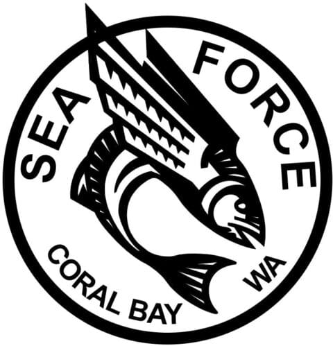 A circular logo with a stylized fish and wings design. The text around the logo reads "SEAFORCE CORAL BAY WA.