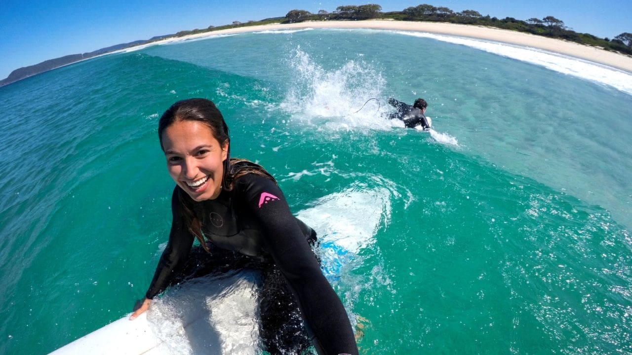 Surfer at Seven Mile Beach