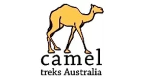 Logo of Camel Treks Australia featuring a stylized camel walking above the text "camel treks Australia," highlighting their commitment to sustainable ecotourism.