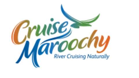 Logo for Cruise Maroochy with the slogan "River Cruising Naturally," featuring an illustration of a flying bird, embracing ecotourism.