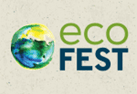 Logo for EcoFest featuring a globe on the left and the words "eco FEST" on the right, with "eco" in green and "FEST" in blue.