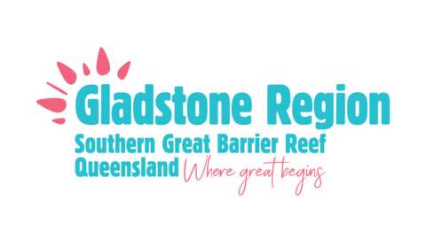 Logo of Gladstone Region with text "Southern Great Barrier Reef Queensland, Where great begins," accompanied by a stylized coral design on the left.