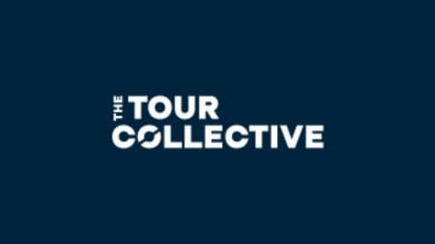 White text on a dark blue background reading "The Tour Collective," with the unique "O" formed by two semi-circular shapes.