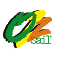 Logo with "Oz sail" text. The "O" is green, the "z" is half yellow, half orange, with a yellow swish behind the letters. This logo underscores our commitment to sustainable practices in ecotourism.