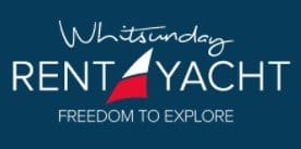 Logo for Whitsunday Rent a Yacht, featuring a sailboat graphic between the words "Rent" and "Yacht" with the slogan "Freedom to Explore" below.